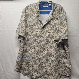 Caribbean Casual Button Down Shirt Blue and Brown
